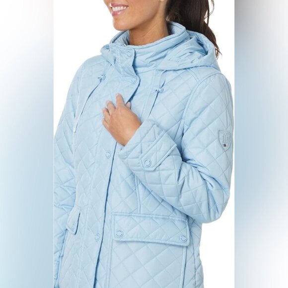 Blue Quilted Puffer Jacket with Hood Tommy Hilfiger - Picture 11 of 11